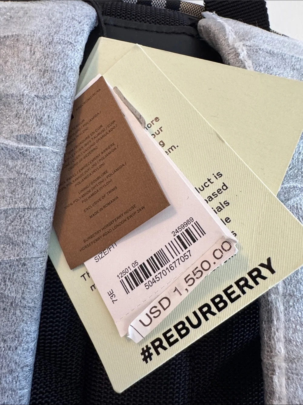 Unisex Burberry Plaid Backpack with Black Accents